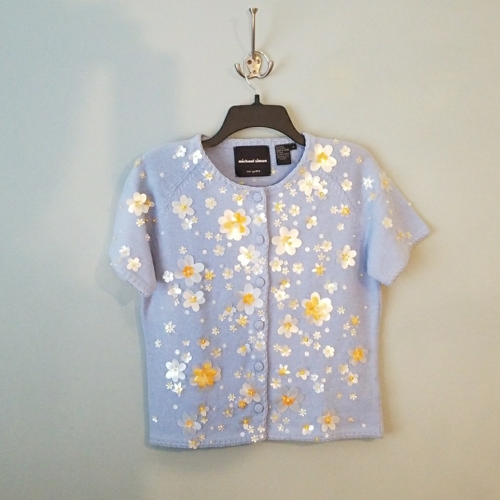 Michael simon short sleeve cardigan sweater
